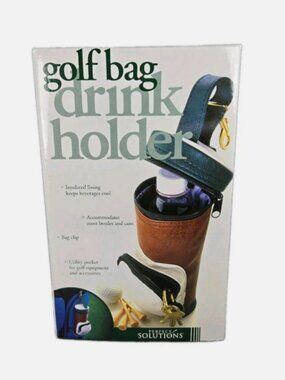 NIB Golf Bag Drink Holder Perfect Solutions Insulated Bottles Cans Clip & Pocket